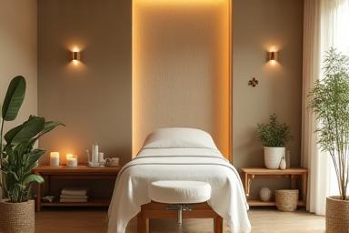 Intérieur apaisant de la clinique avec ambiance zen