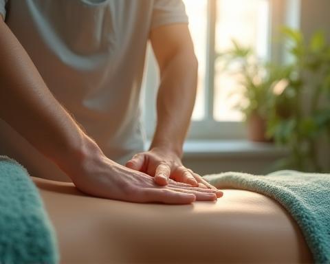 Masseur professionnel en séance dans la clinique